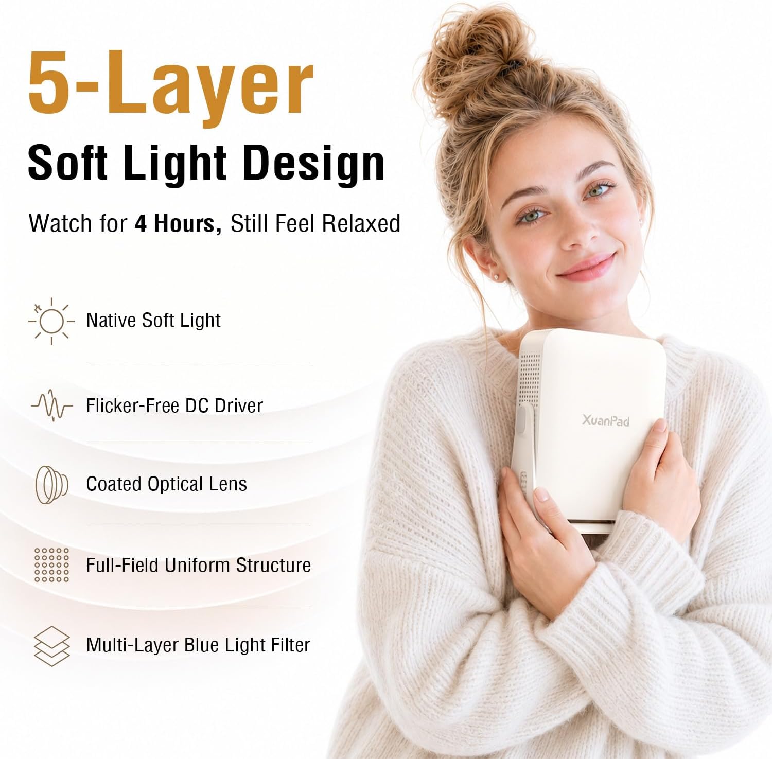 [Officially-Licensed App & Auto Focus]White Smart Mini Projector with Wifi and Bluetooth,  4K Support Movie Projector, Portable Native 1080P Outdoor Projector with 360° Stand