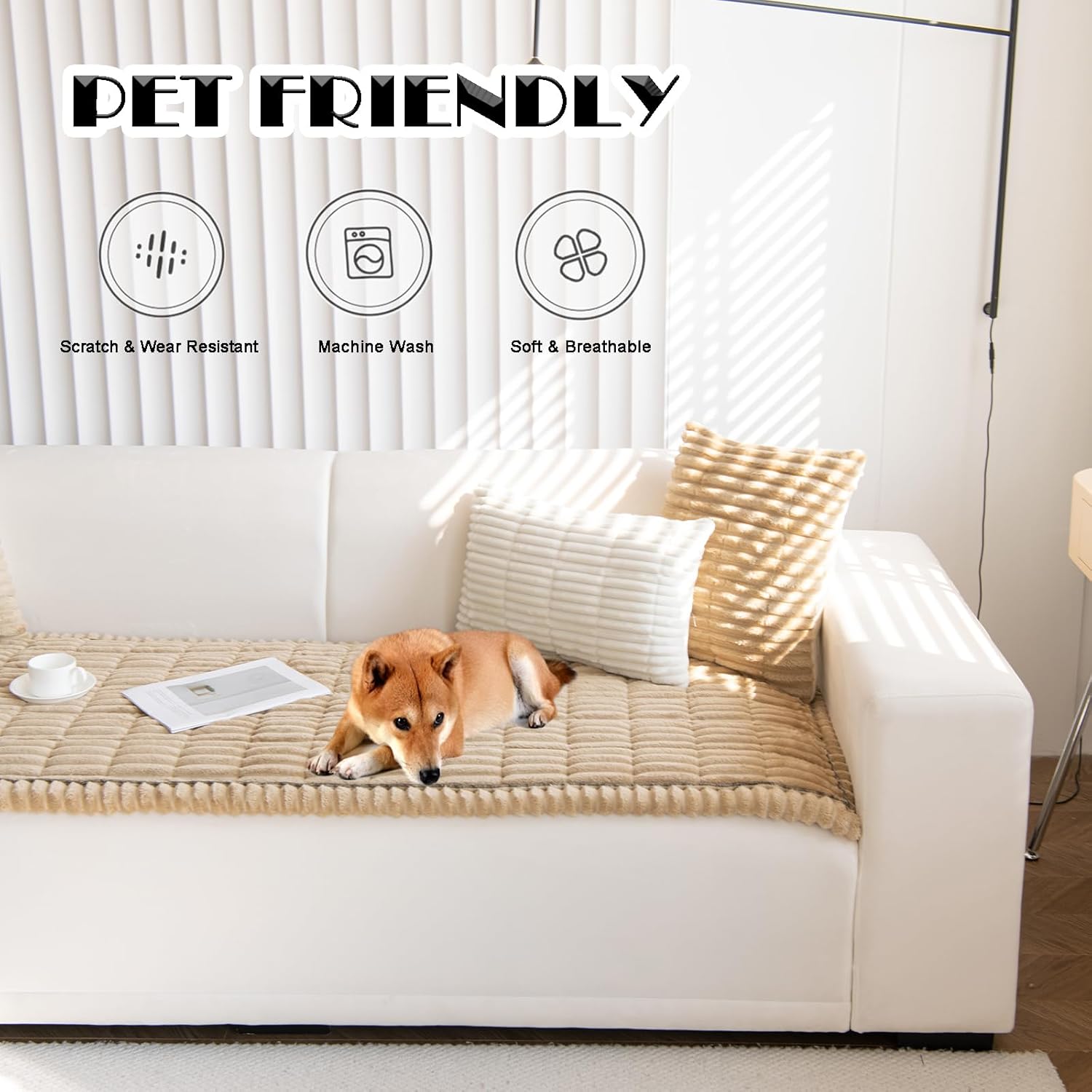 Pet Couch Cover Dogs Washable Non-Slip Couch Protector Pet Friendly Dog Mat for Couches and Sofas