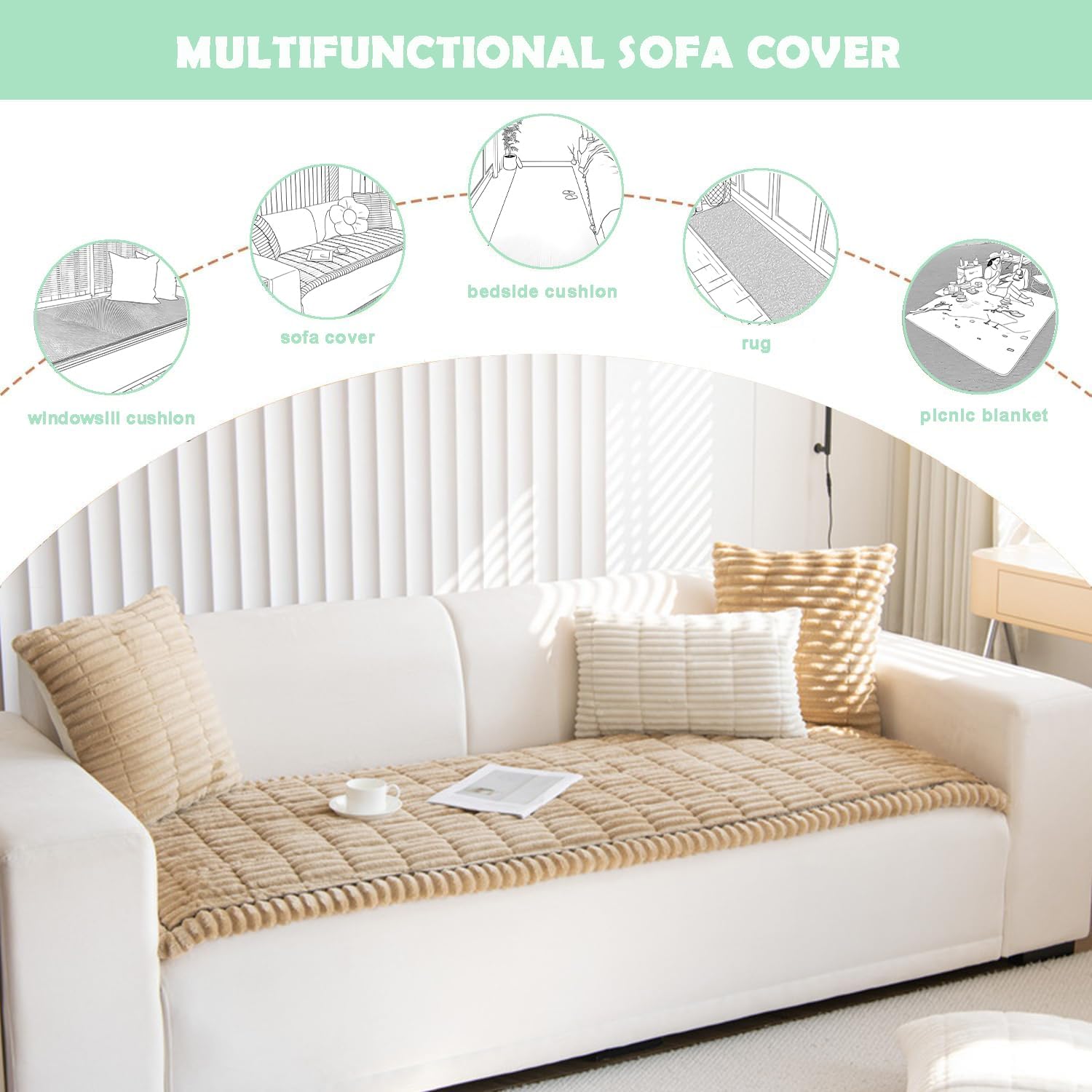 Pet Couch Cover Dogs Washable Non-Slip Couch Protector Pet Friendly Dog Mat for Couches and Sofas