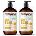 Everyone 3-In-1 Soap, Body Wash, Bubble Bath, Shampoo, 32 Ounce (Pack of 2), Coconut and Lemon, Made with Essential Oils for Men and Women
