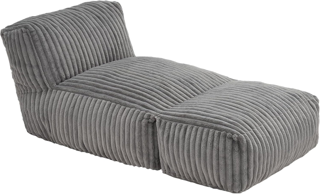 Bean Bag Chairs for Adults Giant Bean Bag Chair Memory Foam Beanbag Chair Bean Bag Sofa with Filler Faux Fur Fireside Beanbags Lazy Sofa for Living Room Bedroom Office (Grey, Large)
