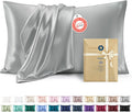 Bedsure Satin Pillowcase Set of 2, Queen Size Cooling Pillow Covers with Envelope Closure, Silver Grey, 20x30 Inches - Elegant Home Decor Gifts for Men and Women